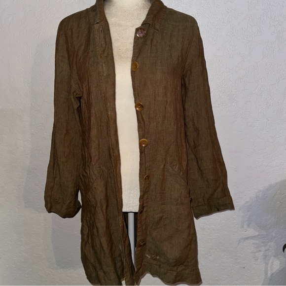 Flax Linen Button Down Shacket - Picture 1 of 5